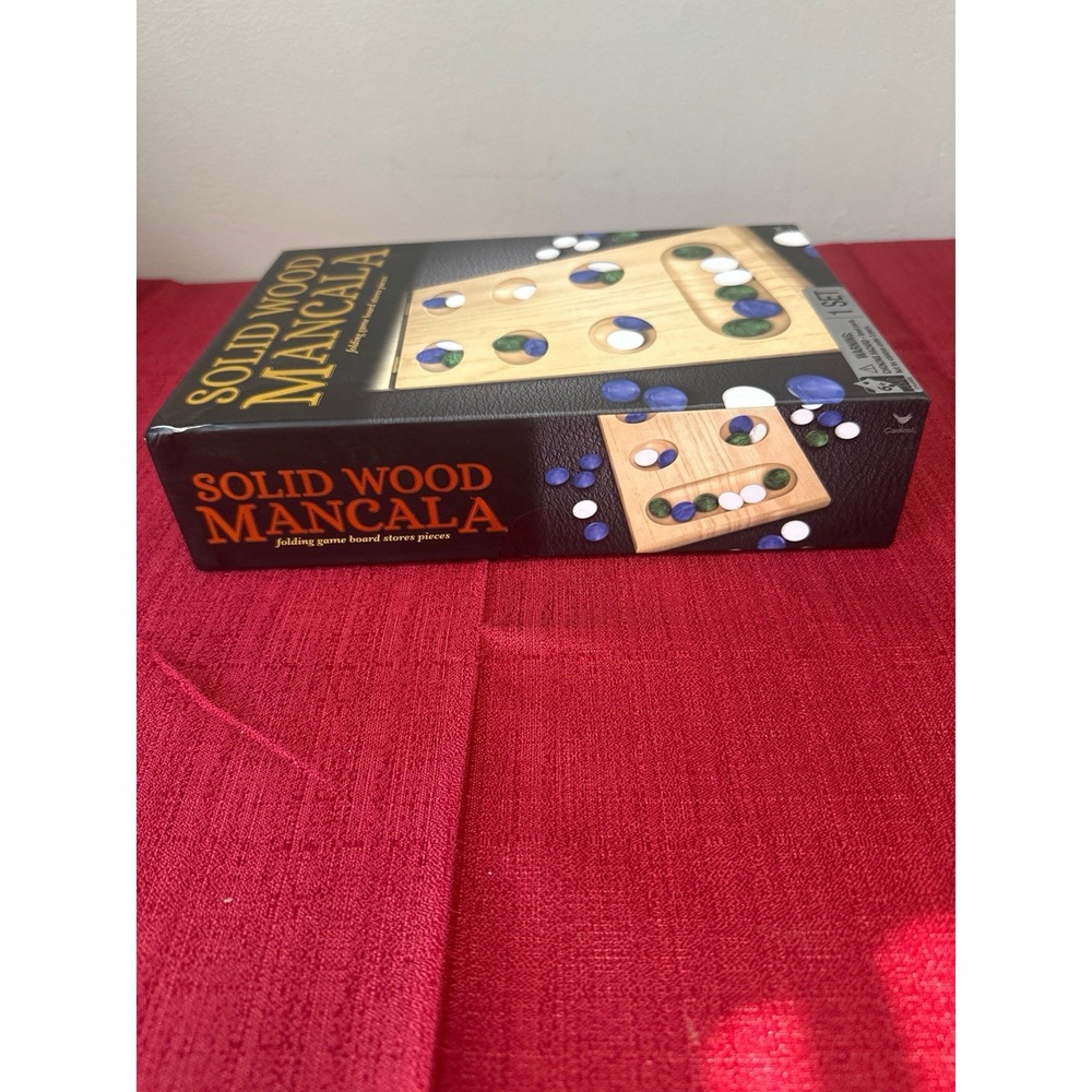 Cardinal Solid Wood Mancala Board Game Folding Wooden Game 48 Glass Stones - Picture 3 of 8